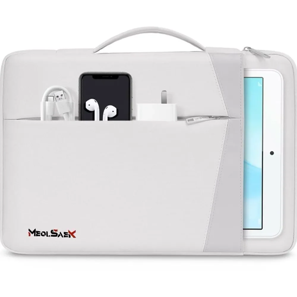 White Tablet Sleeve with Handle and Storage by